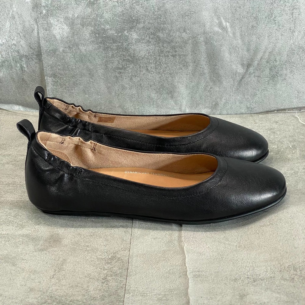 FITFLOP Women's Black Leather Allegro Ballerina Slip-On Flats SZ 9